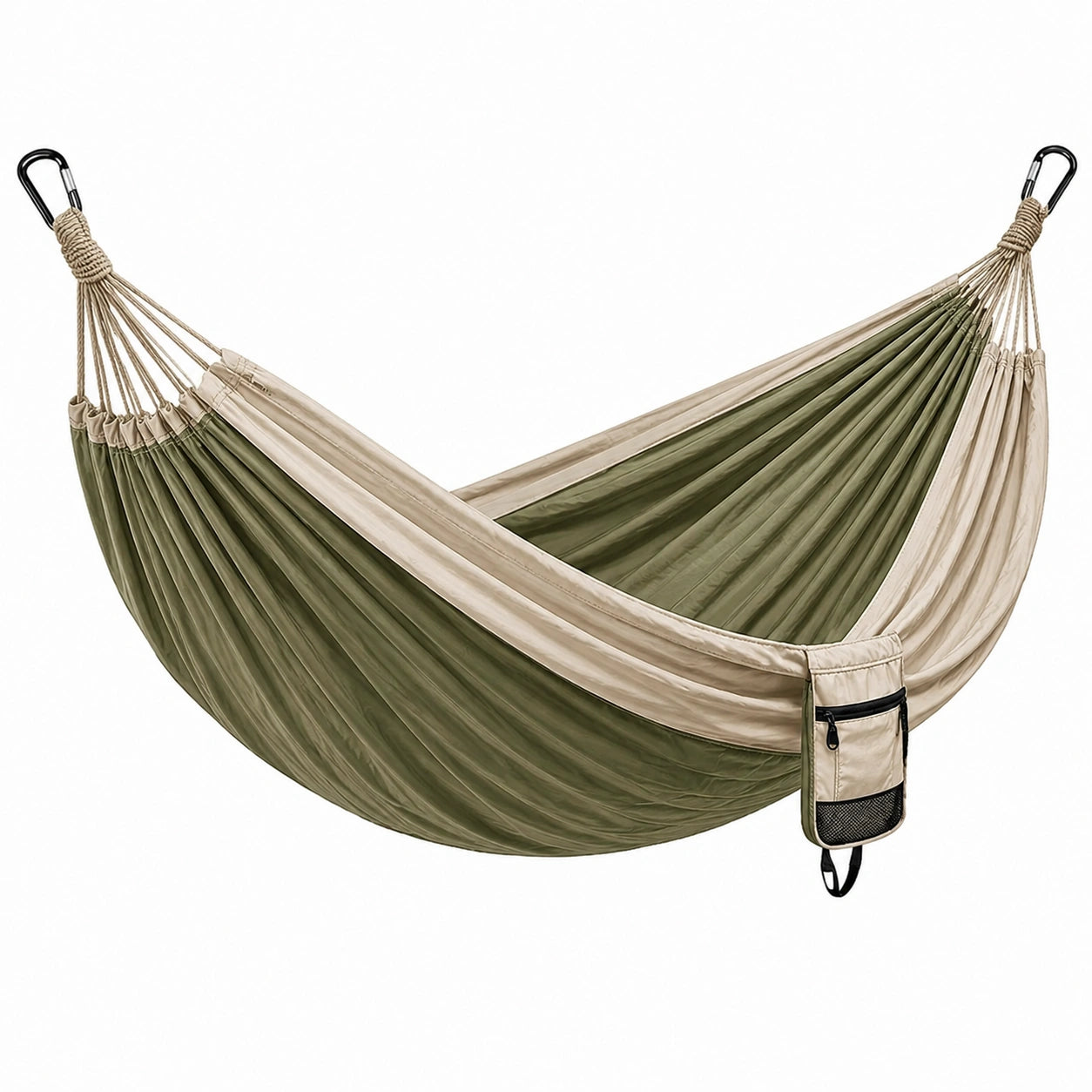 Amaca da Esterno in Nylon Verde Beige con Tasche Laterali