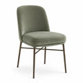 Sedia in Velluto Verde con Struttura in Metallo