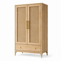 Armadio in legno e rattan con cassetto 180x90x50cm