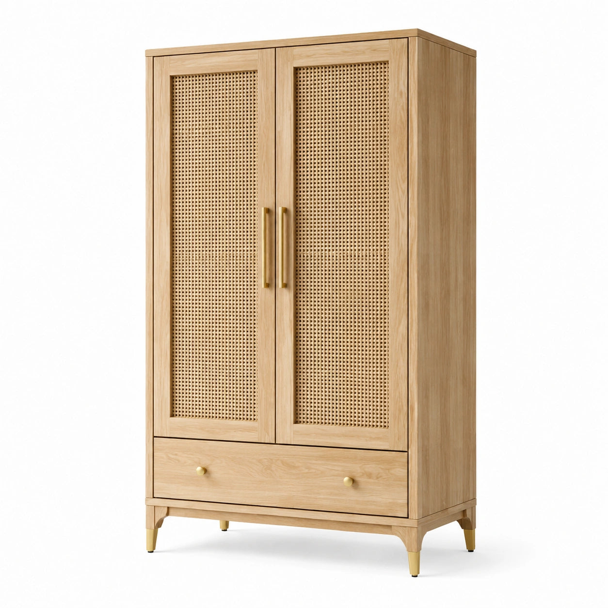 Armadio in legno e rattan con cassetto 180x90x50cm