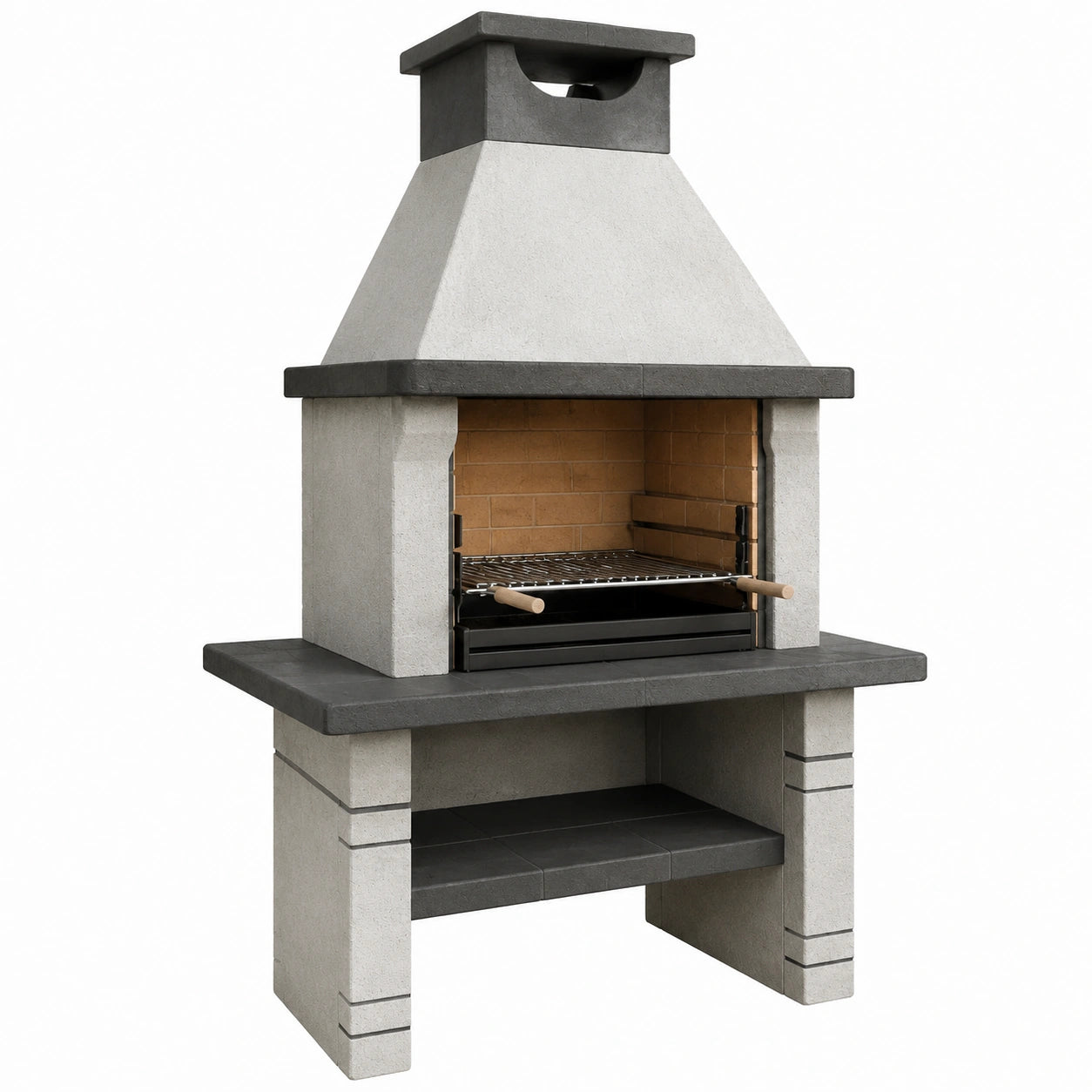 Barbecue in pietra e acciaio inox da esterni grigio scuro/chiaro