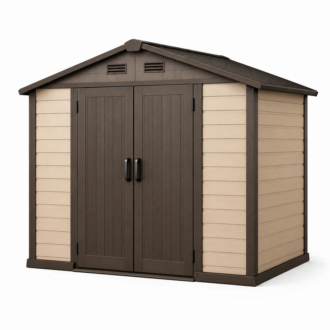 Casetta da Giardino in Plastica Marrone/Beige con Dimensioni 210x130x185 cm