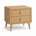 Comodino in legno e rattan con cassetti