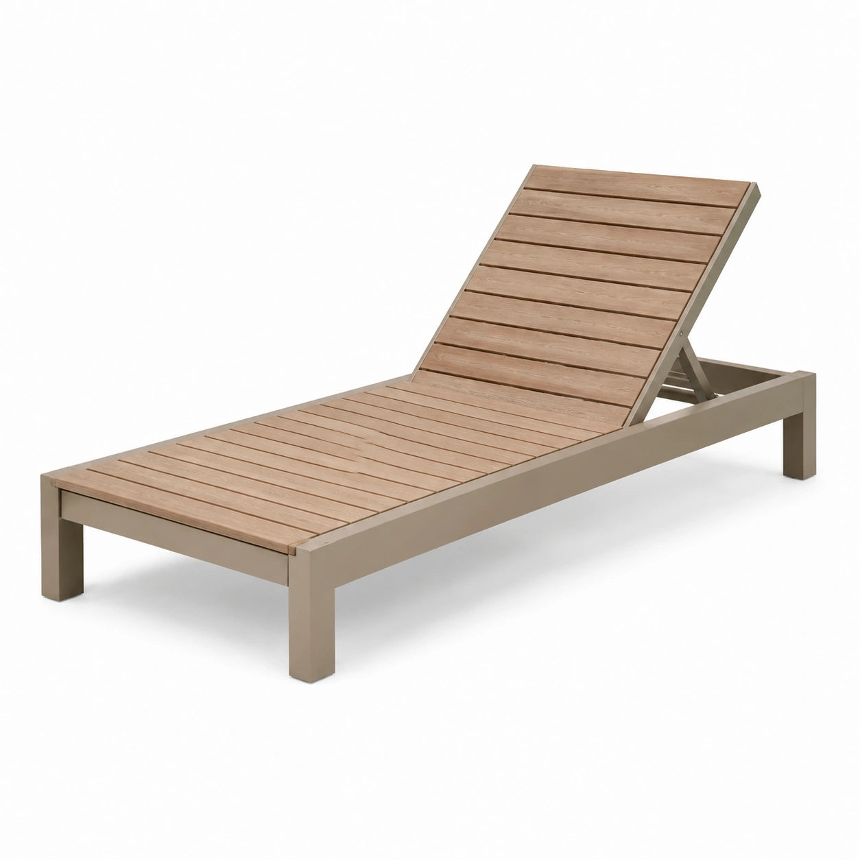 Lettino prendisole in legno di teak con struttura in alluminio