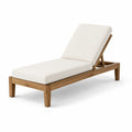Lettino da Giardino in Legno Teak e Tessuto Poliestere Bianco