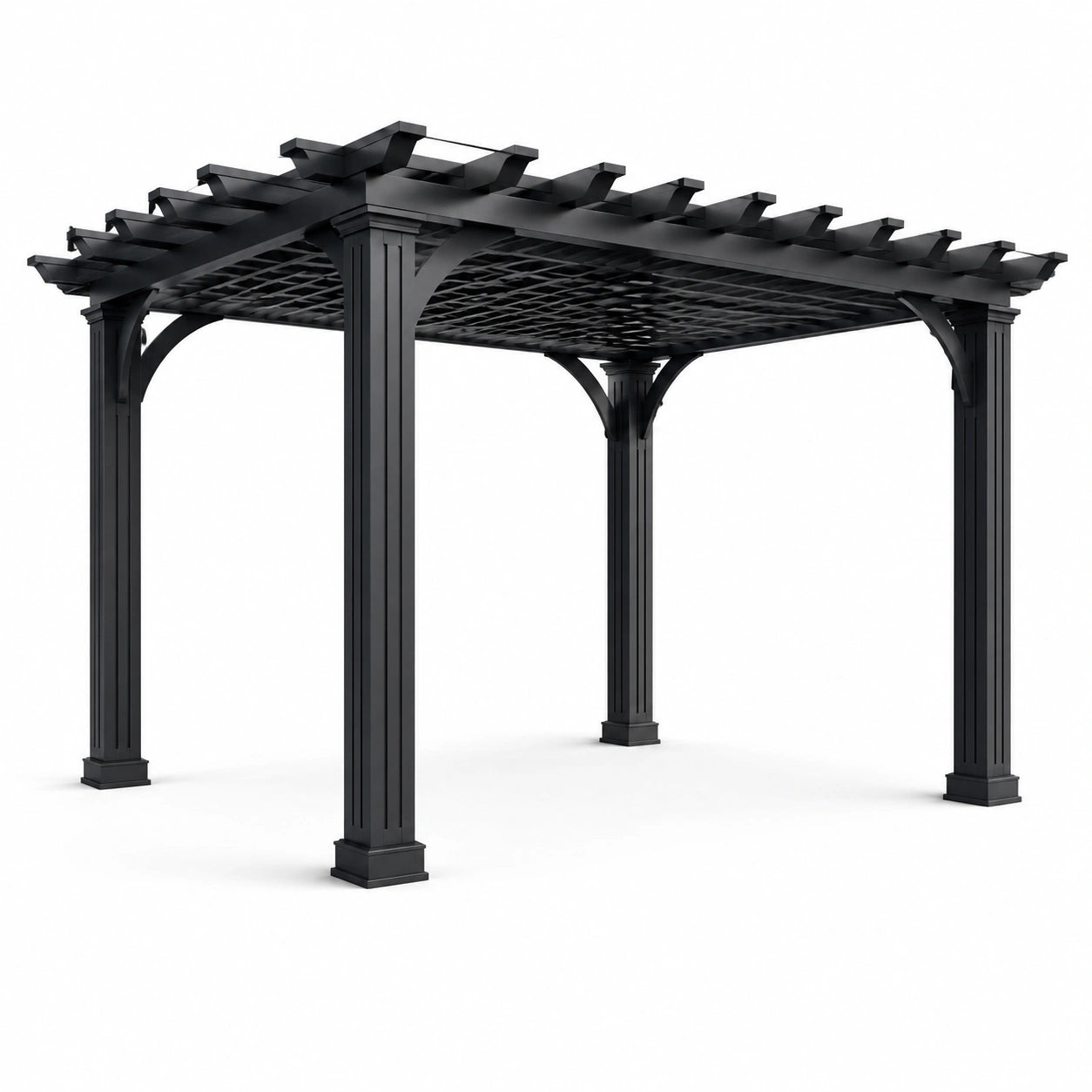 Pergola in Alluminio Nero 3x3 m con Tetto a Traliccio