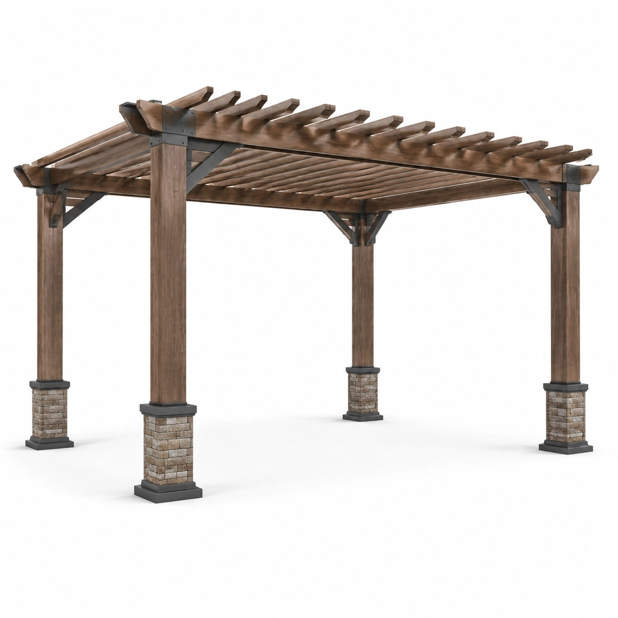 Pergola in legno e pietra composita per esterni 400x300x240 cm